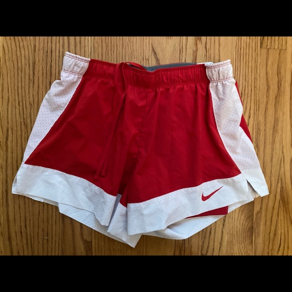 Nike Womens Red White Nike Dri-Fit Shorts M